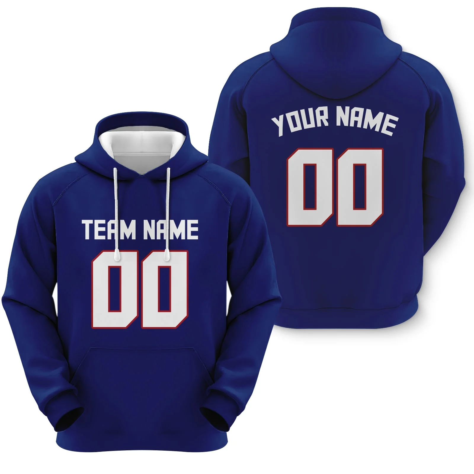 Custom Royal White-Red  Sports Pullover Sweatshirt  Football Hoodie